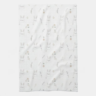 Linge De Cuisine Lapin de Pâques minimaliste rose beige gribouillis