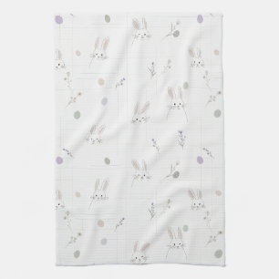Linge De Cuisine Lapin de Pâques neutre Motif floral pastel