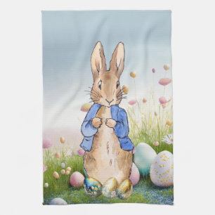 Linge De Cuisine Lapin de Pâques œufs de Pâques et fleurs sauvages