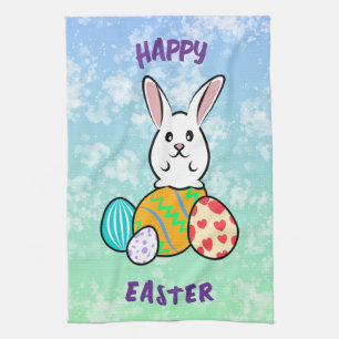 Linge De Cuisine Lapin de Pâques sur les oeufs de Pâques