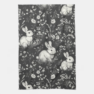 Linge De Cuisine Lapin Élégant Toile Floral Motif Vintage (2)