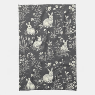 Linge De Cuisine Lapin Élégant Toile Florale Motif Vintage (3)