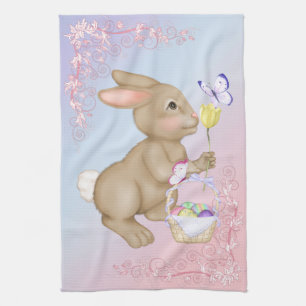 Linge De Cuisine Lapin et panier de Pâques