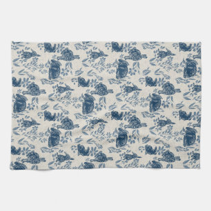 Linge De Cuisine Lapins dans mes Fleurs —Toile de Jouy