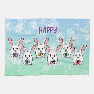 Linge De Cuisine Lapins de Pâques en forme d'oeuf