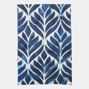 Linge De Cuisine L'aquarelle de cobalt couvre de tuiles IV