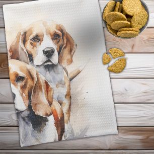 Linge De Cuisine L'aquarelle du chien de beagle Lover