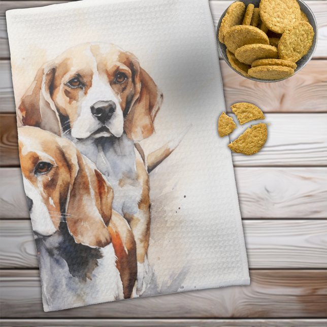 Linge De Cuisine L'aquarelle du chien de beagle Lover (Beagle Lover's Watercolor Dog Art Kitchen Towel)