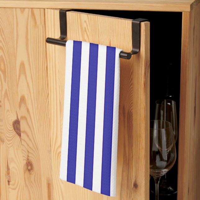 Linge De Cuisine Larges Rayures Bleues et Blanches (Pliage en tiers)