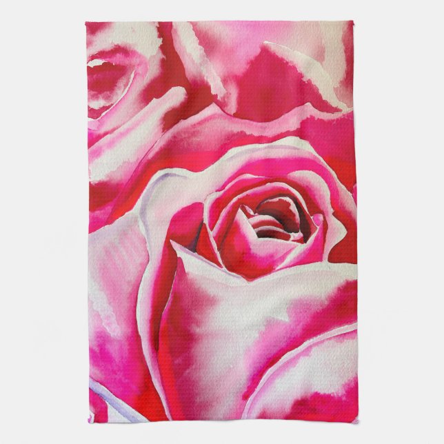 Linge De Cuisine L'art aquarelle de roses roses (Vertical)