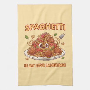 Linge De Cuisine L'art du langage de l'amour des spaghetti Kawaii