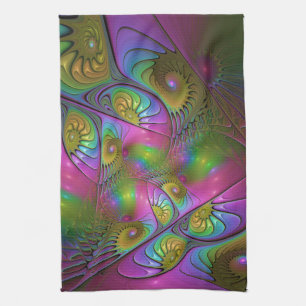 Linge De Cuisine L'Art Fractal Abstrait, Lumineux Et Coloré