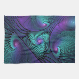 Linge De Cuisine L'art fractal abstrait moderne violet rencontre tu