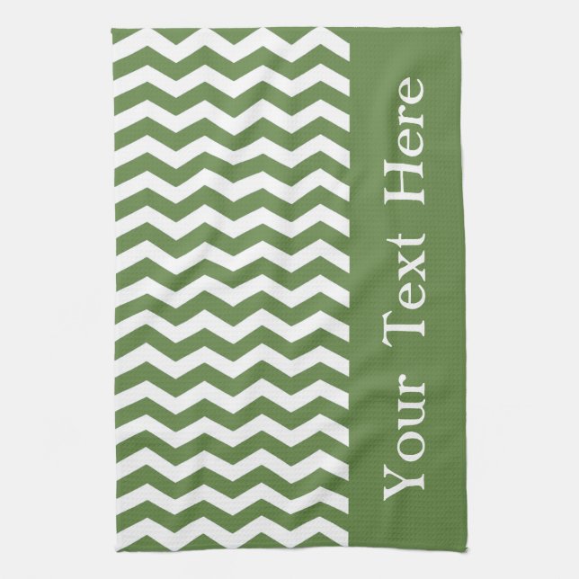 Linge De Cuisine Las Palmas Green Wave Chevron personnalisable (Vertical)