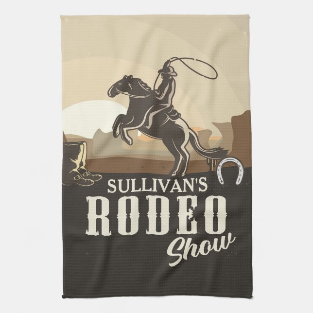 Linge De Cuisine Lasso Roping Roundup ADD NAME Western Rodeo Show (Vertical)