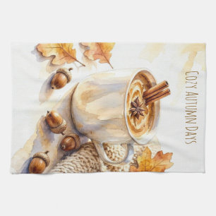 Linge De Cuisine Latte Aquarelle Journées Automnales Cosy