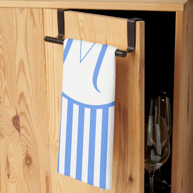 Linge De Cuisine Lavande Bleu Grilles Monogramme Ajouter Votre Lett (Pliage en tiers)