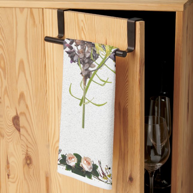 Linge De Cuisine Lavande et Fleur sauvage jaune Conception botaniqu (Pliage en tiers)