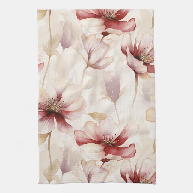 Linge De Cuisine Lavande Fleurie Crème Bourgogne Enterrement de Vie (Vertical)