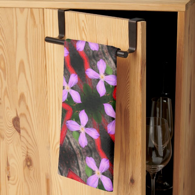 Linge De Cuisine Lavande simple Clematis Fleur Abstrait Motif (Pliage en tiers)