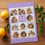 Linge De Cuisine Lavender Instagram Photo Collage Personnalisé Mono<br><div class="desc">Moderne Pastel Purple Lilac - Utilisez 11 photos carrés pour créer un cadeau unique et personnel. Ou vous pouvez garder le chiot hipster et faire un gardien branché. Si vous avez besoin d'ajuster les images,  cliquez sur l'outil personnaliser pour apporter des modifications.</div>