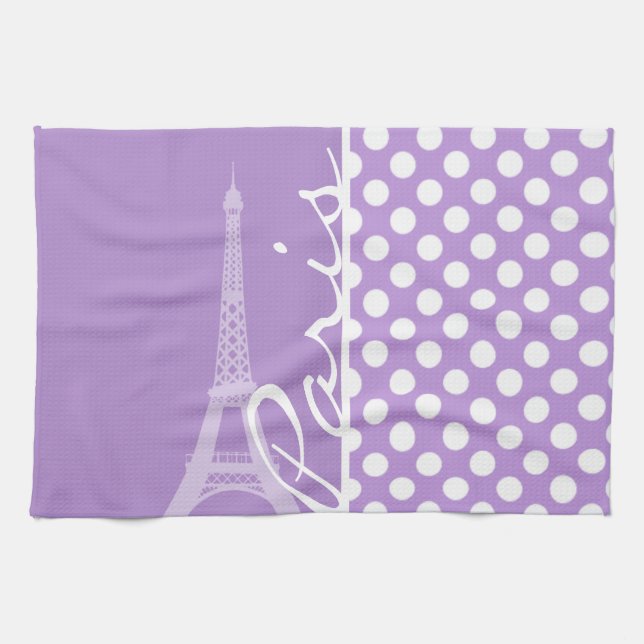 Linge De Cuisine Lavender Purple Pois ; Paris (Horizontal)