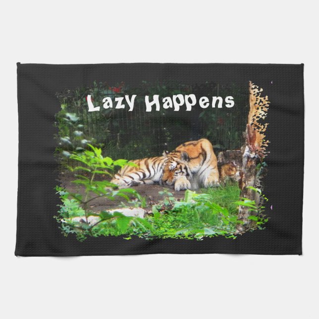Linge De Cuisine Lazy arrive le tigre de Sibérie (Horizontal)