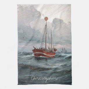 Linge De Cuisine Le bateau-phare au récif de Skagen personnalisent