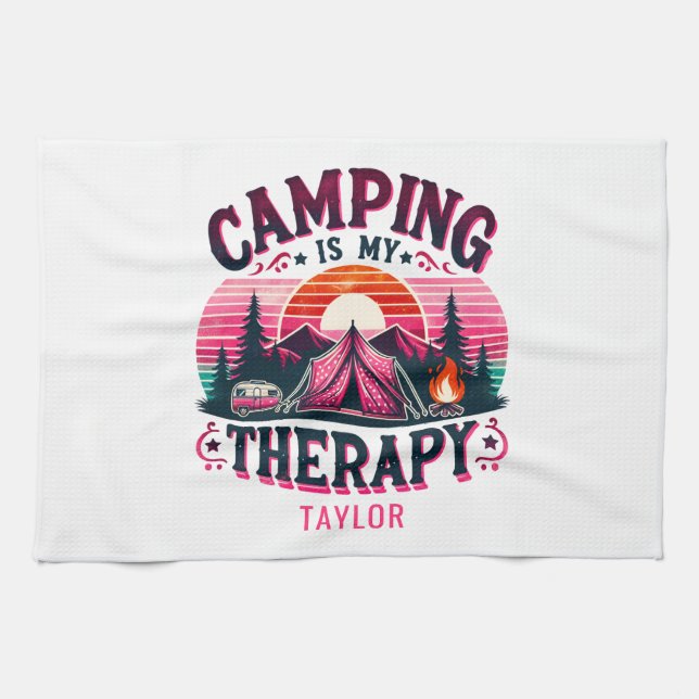 Linge De Cuisine Le Camping Est Ma Thérapie (Horizontal)