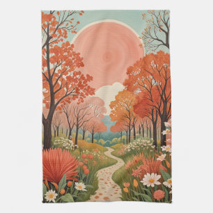 Linge De Cuisine Le chemin du soleil corail