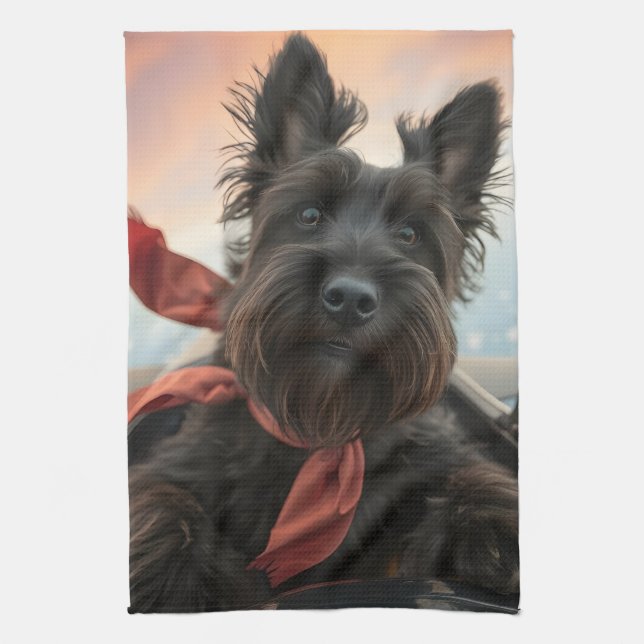 Linge De Cuisine Le chien voyageur écossais volant (Vertical)
