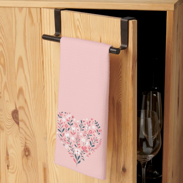 Linge De Cuisine Le coeur floral de Valentine (Pliage en tiers)