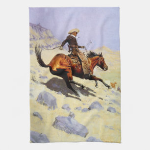 Linge De Cuisine Le Cowboy par Remington, Cavalerie Militaire Vinta