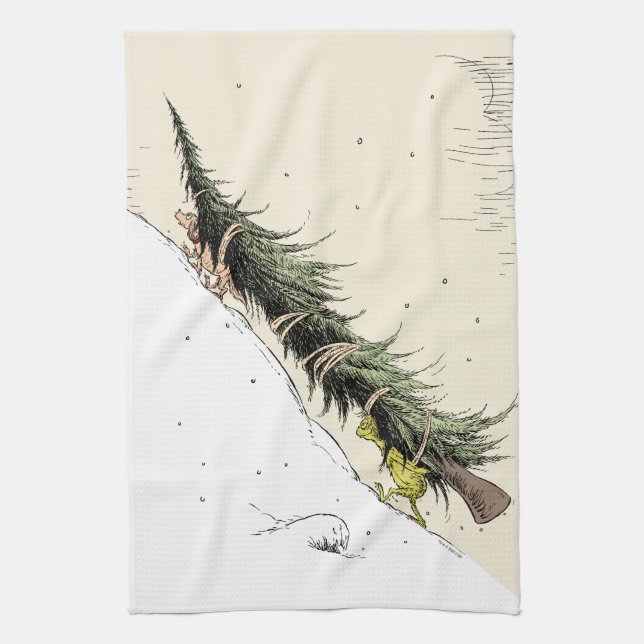 Linge De Cuisine Le Grinch et Max rapportent le sapin de Noël (Vertical)