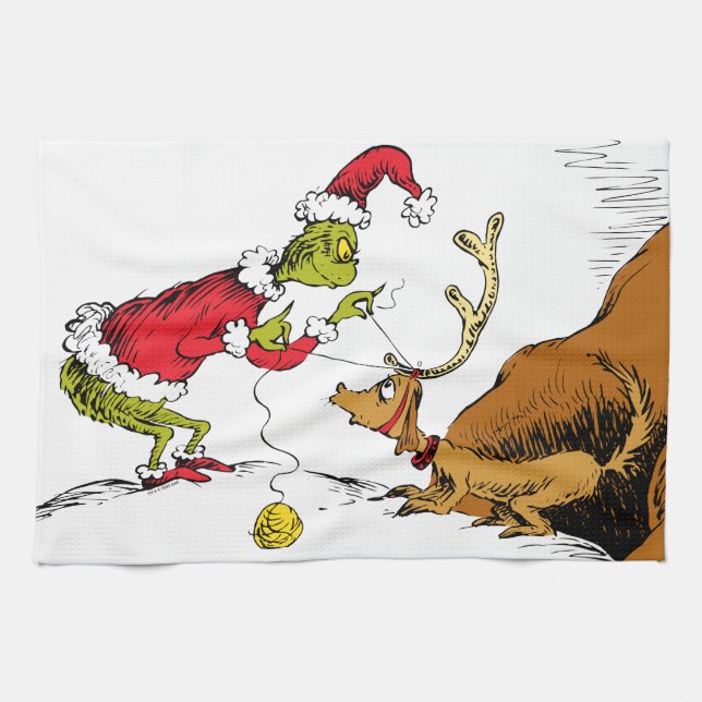 Linge De Cuisine Le Grinch prépare Max le renne (Horizontal)
