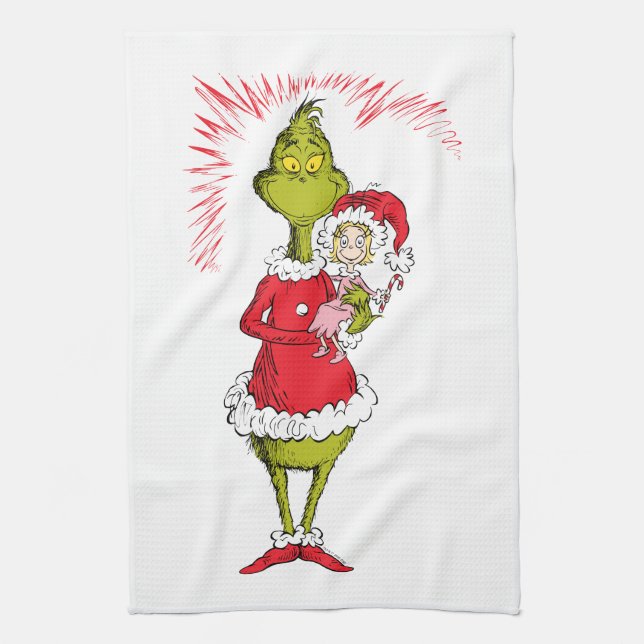 Linge De Cuisine Le Grinch tient Cindy Lou Who (Vertical)