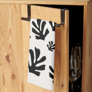 Linge De Cuisine Le Jardin 02 Botanique Noir Blanc Feuille moderne