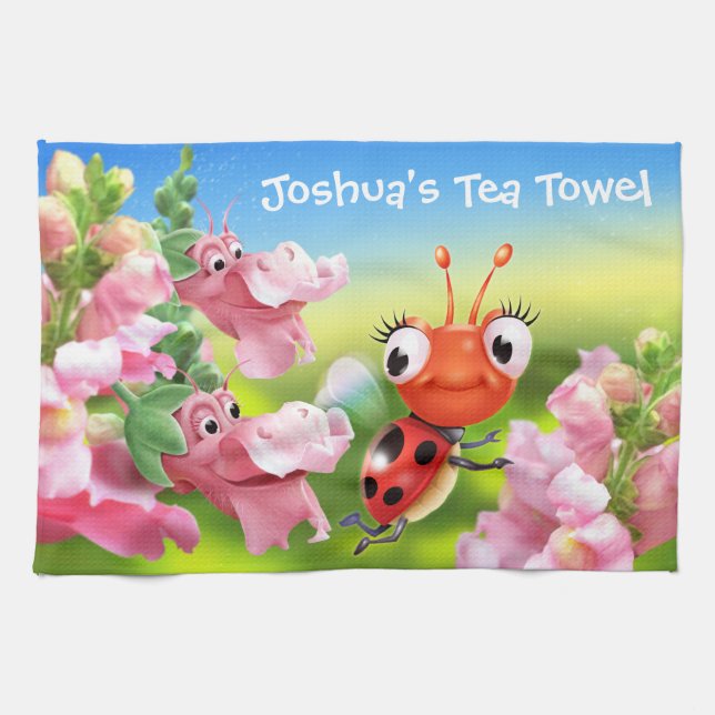 Linge De Cuisine Le jardin fleuri Ladybug Towel Tea Towel. (Horizontal)