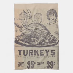 Linge De Cuisine Le journal Vintage Thanksgiving Kitchen Towel