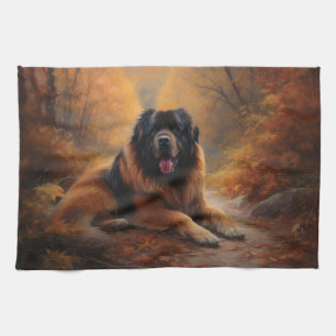 Linge De Cuisine Le Mastiff tibétain en automne les feuilles automn