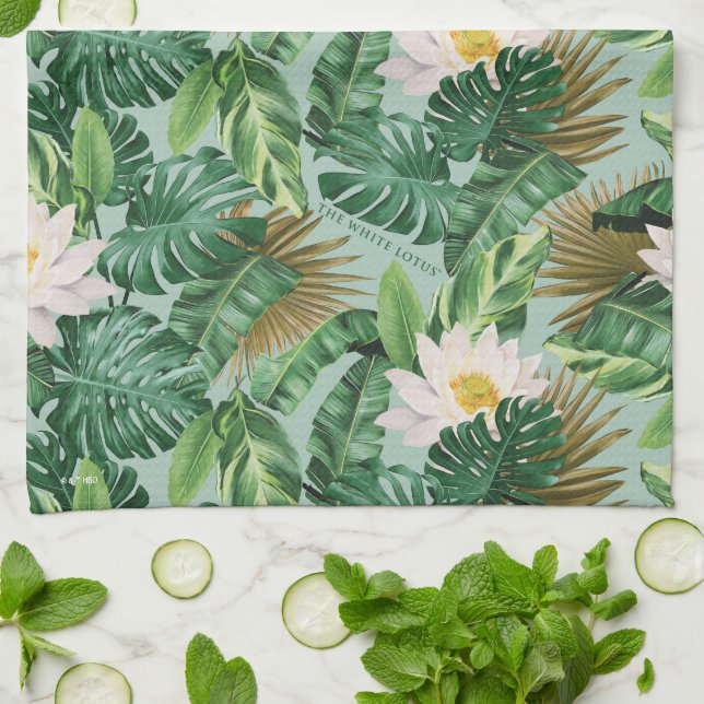 Linge De Cuisine Le Motif blanc Lotus Tropical Canopy (Plié)