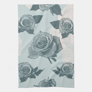 Linge De Cuisine Le motif floral avec s'est levé