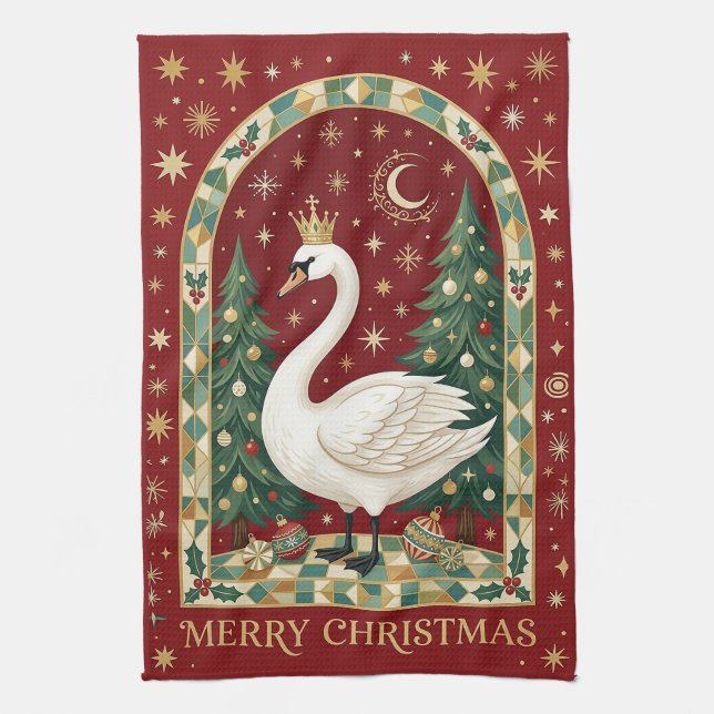 Linge De Cuisine Le Noël du Cygne Souverain (Vertical)