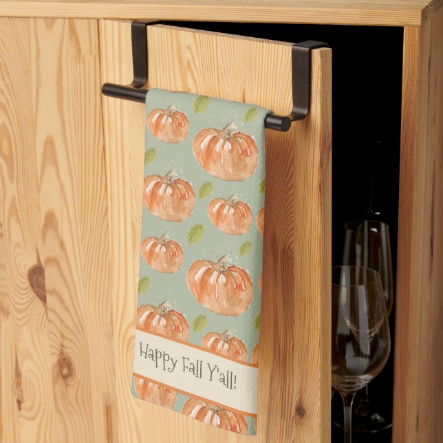 Linge De Cuisine Le Patch Citrouille "Happy Fall Ya'll" (Pliage en tiers)