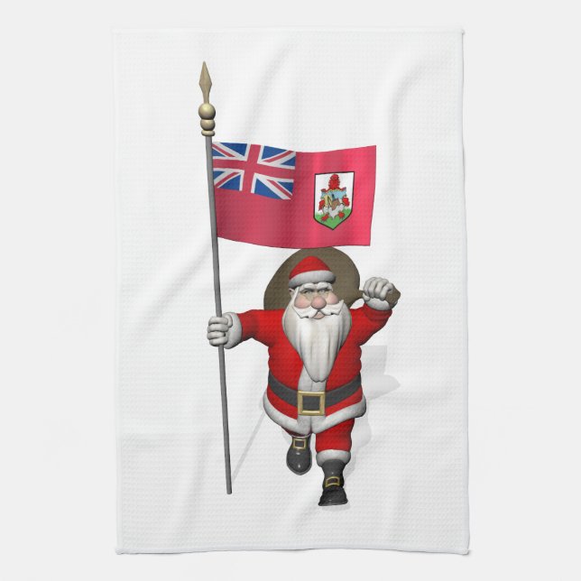 Linge De Cuisine Le père noël avec le drapeau des Bermudes (Vertical)