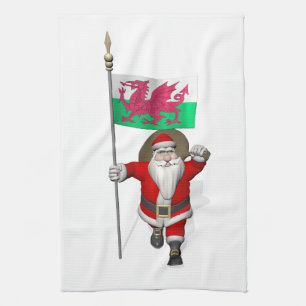Linge De Cuisine Le Père Noël Avec L'Enseigne Du Pays De Galles