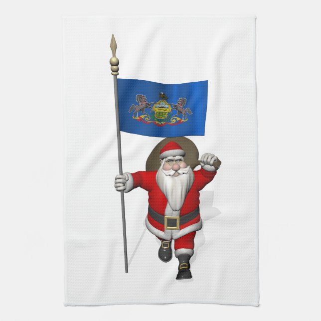 Linge De Cuisine Le Père Noël Avec L'Ensigne De Pennsylvanie (Vertical)