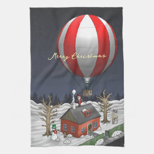 Linge De Cuisine Le Père Noël livre les cadeaux de Noël