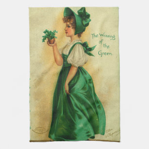 Linge De Cuisine "Le port du vert" carte vintage, 1907