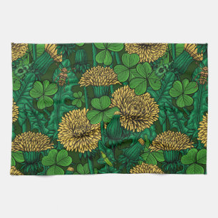 Linge De Cuisine Le pré en vert et jaune